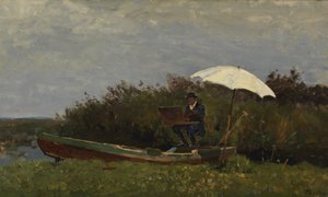 ボートで働く画家ガブリエル 作： Willem Tholen